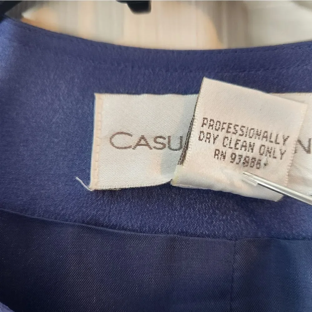 Casual Corner 10 BerryBlue 100% SILK Lined Lslv Buttons Up Women Blazer Cardigan